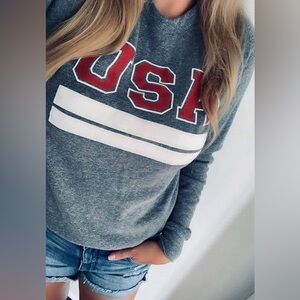 Bella Canvas Gray and Red USA Graphic Sweatshirt